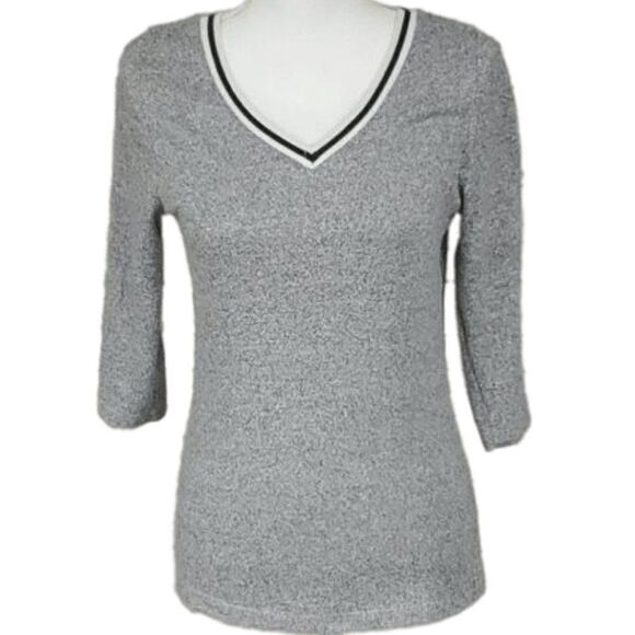 Ink + Ivy, Gray Striped V-Neck Sweater_NWT - Picture 1 of 6